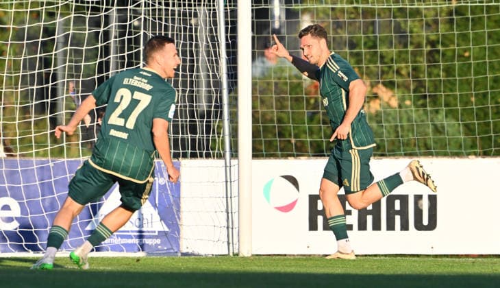 September 4, 2026 Soccer Season 2026–2027 Bavarian Regional League Matchday 7 SC Eltersdorf vs. SCE Quecken FV Illertissen xwoxzix Goal celebration Cheering Joy after a goal Goal Shot on goal for the 1–0 lead by Moritz Fischer 15, SC Eltersdorf Robin Renner 27, SC Eltersdorf Moritz Fischer 15, SC Eltersdorf