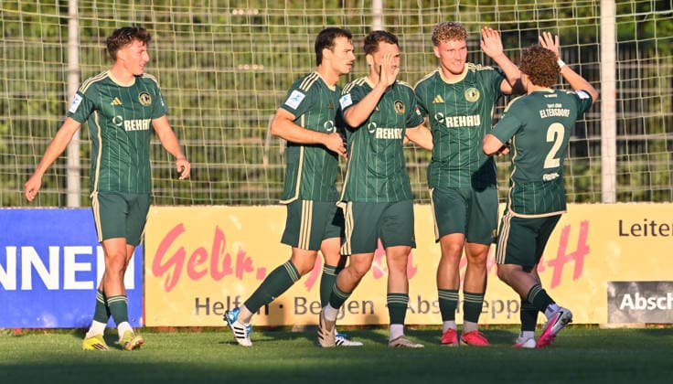 September 4, 2026 Soccer Season 2026–2027 Bavarian Regional League Matchday 7 SC Eltersdorf vs. SCE Quecken FV Illertissen xwoxzix Goal celebration Cheering Joy after a goal Goal Shot on goal for the 1–0 lead by Moritz Fischer 15, SC Eltersdorf
