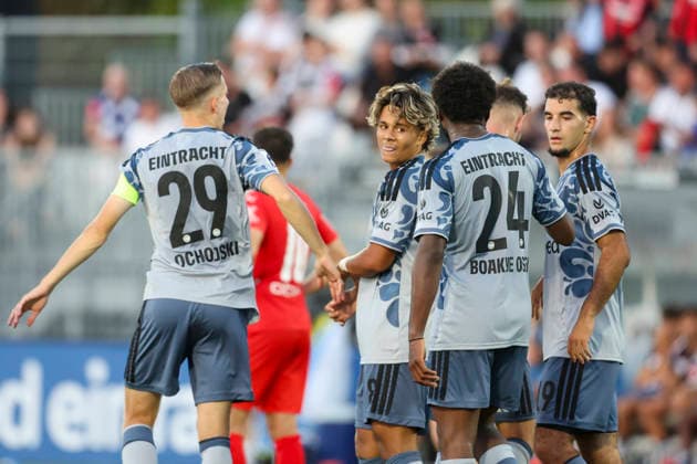 Soccer RL Southwest: Eintracht Frankfurt II vs. FC Astoria Walldorf, September 4, 2026; Marvin Dills scored the equalizer for Eintracht,