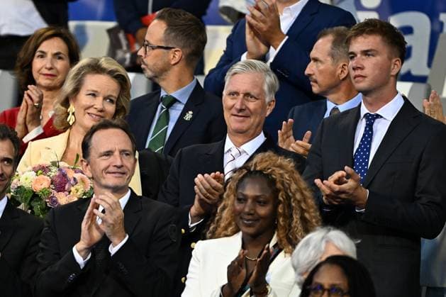 Queen Mathilde of Belgium; King Philippe - Filip of Belgium and Prince Gabriel are pictured at the 50th edition of the Memorial Van Damme Diamond League athletics event in Brussels, Friday 4 September 2026. JASPERxJACOBS  x185253279x