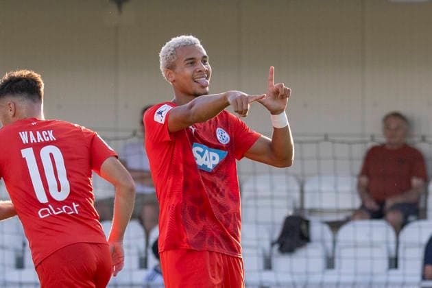 Regionalliga Southwest: Eintracht Frankfurt II vs. FC Astoria Walldorf, September 4, 2026: Sissis Efthymiou of Eintracht Frankfurt II scored the goal to make it 0–1 and celebrates with a gesture; Eintracht Frankfurt II vs. FC Astoria Walldorf, Dreieich, Maxworx Sportpark, September 4, 2026 Copyright: xBEAUTIFULxSPORTS Gawlikx