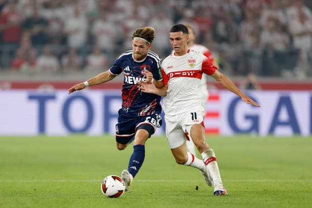 v.l.n.r.: Jan Thielmann (1. FC Köln) und Bilal El Khannouss (VfB Stuttgart), im Bundesliga-Spiel zwischen dem VfB Stuttgart und dem 1. FC Köln in der MHP Arena, Stuttgart, Deutschland, am 4. September 2026. in action during the Bundesliga match between VfB Stuttgart and 1. FC Köln at the MHP Arena, Stuttgart, Germany, on September 4, 2026. DFB DFL REGULATIONS PROHIBIT ANY USE OF PHOTOGRAPHS AS IMAGE SEQUENCES AND OR QUASI-VIDEO, *** From left to right: Jan Thielmann of 1. FC Köln and Bilal El Khannouss of VfB Stuttgart, during the Bundesliga match between VfB Stuttgart and 1. FC Köln at the MHP Arena, Stuttgart, Germany, on September 4, 2026, in action during the Bundesliga match between VfB Stuttgart and 1 FC Köln at the MHP Arena, Stuttgart, Germany, on September 4, 2026. DFB and DFL regulations prohibit any use of photographs as image sequences and or quasi-video, Copyright: HMBxMedia xHeikoxBecker