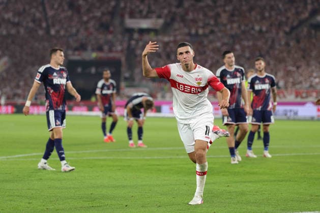 2026.09.04, Deutschland, Stuttgart Fußball VfB Stuttgart vs. 1. FC Köln, Bilai El Khannouss (VfB) jubelt nach dem Tor zum 1:0 Gemäß den Vorgaben der DFL Deutsche Fußball Liga ist es untersagt, in dem Stadion und oder vom Spiel angefertigte Fotoaufnahmen in Form von Sequenzbildern und oder videoähnlichen Fotostrecken zu verwerten bzw. verwerten zu lassen. DFL, DFB regulations prohibit any use of photographs as image sequences and or quasi-video. *** September 4, 2026, Germany, Stuttgart: Soccer – VfB Stuttgart vs. 1. FC Köln, Bilai El Khannouss celebrates for VfB after scoring the 1–0 goal. In accordance with the regulations of the DFL (German Soccer League), it is prohibited to use or allow the use of photographs taken in the stadium and or during the game in the form of image sequences and or video-like photo series. DFL, DFB regulations prohibit any use of photographs as image sequences and or quasi-video sequences
