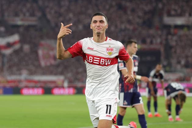 2026.09.04, Deutschland, Stuttgart Fußball VfB Stuttgart vs. 1. FC Köln, Bilai El Khannouss (VfB) jubelt nach dem Tor zum 1:0 Gemäß den Vorgaben der DFL Deutsche Fußball Liga ist es untersagt, in dem Stadion und oder vom Spiel angefertigte Fotoaufnahmen in Form von Sequenzbildern und oder videoähnlichen Fotostrecken zu verwerten bzw. verwerten zu lassen. DFL, DFB regulations prohibit any use of photographs as image sequences and or quasi-video. *** September 4, 2026, Germany, Stuttgart: Soccer – VfB Stuttgart vs. 1. FC Köln, Bilai El Khannouss celebrates for VfB after scoring the 1–0 goal. In accordance with the guidelines of the DFL (German Soccer League), it is prohibited to use or allow the use of photographs taken in the stadium and or during the game in the form of image sequences and or video-like photo series. DFL, DFB regulations prohibit any use of photographs as image sequences and or quasi-video content