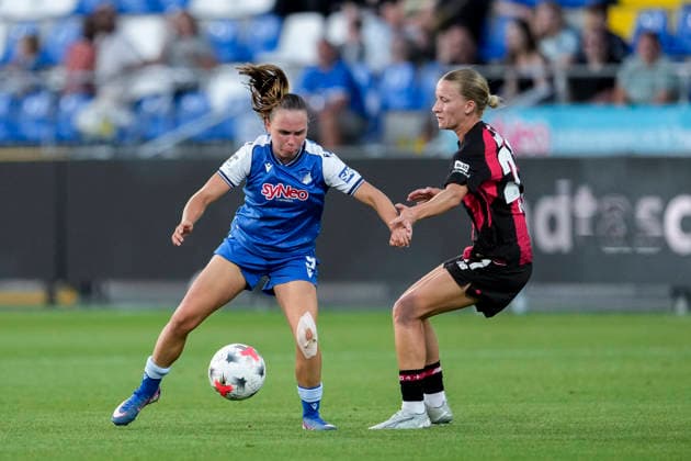 v.li.: Marie Steiner (TSG, 9), Marlene Müller (B04, 27), Zweikampf, Spielszene, Duell, duel, tackle, tackling, Dynamik, Action, Aktion, 04.09.2026, Sinsheim (Hoffenheim) (Deutschland), Fussball, Google Pixel Frauen-Bundesliga, TSG 1899 Hoffenheim - Bayer 04 Leverkusen, DFB DFL REGULATIONS PROHIBIT ANY USE OF PHOTOGRAPHS AS IMAGE SEQUENCES AND OR QUASI-VIDEO. *** v li Marie Steiner TSG, 9, Marlene Müller B04, 27, tackle, game scene, duel, duel, tackle, tackling, dynamics, action, 04 09 2026, Sinsheim, Hoffenheim, Germany, soccer, Google Pixel Women’s Bundesliga, TSG 1899 Hoffenheim vs. Bayer 04 Leverkusen, DFB and DFL regulations prohibit any use of photographs as image sequences and or quasi-video xozx