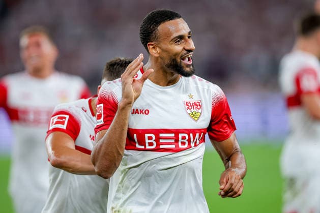 04.09.2026, Fußball, VfB Stuttgart - 1. FC Köln, 1. Fußball Bundesliga, 2. Spieltag, MHP-Arena, Saison 2026 2027: Torjubel nach dem Tor zum 4:1 durch Torschütze Josha Vagnoman (VfB Stuttgart 04) zusammen mit Ermedin Demirovic (VfB Stuttgart 09) DFB regulations prohibit any use of photographs as image sequences and or quasi-video. Baden-Württemberg Deutschland *** September 4, 2026, Soccer, VfB Stuttgart vs. 1. FC Köln, Bundesliga 1, Matchday 2, MHP Arena, 2026–2027 season: Goal celebration after the 4–1 goal by scorer Josha Vagnoman (VfB Stuttgart 04) together with Ermedin Demirovic (VfB Stuttgart 09). DFB regulations prohibit any use of photographs as image sequences and or quasi-video. Baden-Württemberg, Germany