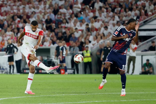 v.l.n.r.: Josha Vagnoman (VfB Stuttgart), Goal scored, erzielt das Tor zum 4:1, celebrate the goal, Reigan Heskey (1. FC Köln), im Bundesliga-Spiel zwischen dem VfB Stuttgart und dem 1. FC Köln in der MHP Arena, Stuttgart, Deutschland, am 4. September 2026. in action during the Bundesliga match between VfB Stuttgart and 1. FC Köln at the MHP Arena, Stuttgart, Germany, on September 4, 2026. DFB DFL REGULATIONS PROHIBIT ANY USE OF PHOTOGRAPHS AS IMAGE SEQUENCES AND OR QUASI-VIDEO, *** From left to right: Josha Vagnoman (VfB Stuttgart), scores the goal to make it 4–1; Reigan Heskey (1. FC Köln), celebrating the goal, during the Bundesliga match between VfB Stuttgart and 1. FC Köln at the MHP Arena, Stuttgart, Germany, on September 4, 2026, in action during the Bundesliga match between VfB Stuttgart and 1 FC Köln at the MHP Arena, Stuttgart, Germany, on September 4, 2026. DFB and DFL regulations prohibit any use of photographs as image sequences and or quasi-video, Copyright: HMBxMedia xHeikoxBecker