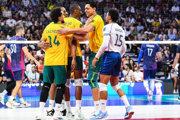 VOLLEYBALL : France vs Bresil - Match amical - 04 09 2026 Joie des joueurs BrÃ silien ParisFrance  Copyright: xBaptistexAutissierx