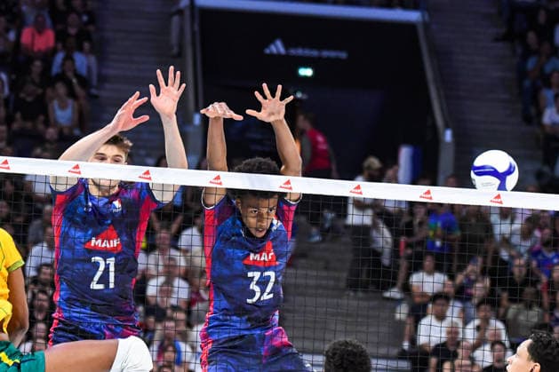 VOLLEYBALL : France vs Bresil - Match amical - 04 09 2026 Theo Faure (France) Daniel Iyegbekedo (France) ParisFrance  Copyright: xBaptistexAutissierx