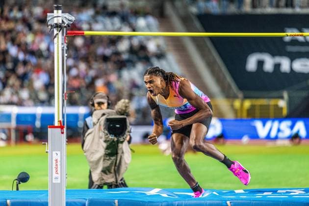 United States s JuVaughn Harrison pictured in action during the 50th edition of the Memorial Van Damme Diamond League athletics event in Brussels, Friday 4 September 2026. EMILExWINDAL  x185268285x