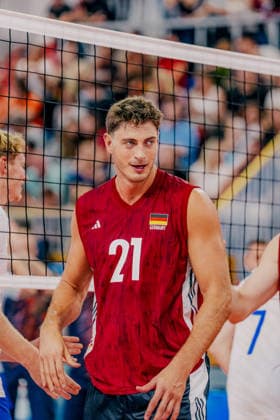 GER, Volleyball, European Championship warm-up match, friendly, Germany vs. Netherlands, September 4, 2026, Tobias Krick, 21, Germany. Photo: HMB Media, Etienne Schlick Copyright: HMBxMedia EtiennexSchlick