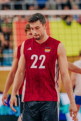GER, Volleyball, European Championship Warm-up Match, Germany vs. the Netherlands, September 4, 2026, Tobias Brand, age 22, Germany. Photo: HMB Media, Etienne Schlick Copyright: HMBxMedia EtiennexSchlick