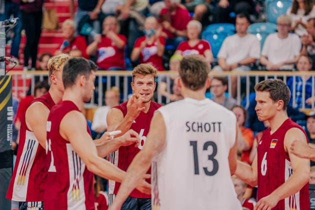 GER, Volleyball, European Championship Dress Rehearsal, Friendly Match, Germany vs. the Netherlands, September 4, 2026, Team Circle Photo: HMB Media, Etienne Schlick Copyright: HMBxMedia EtiennexSchlick