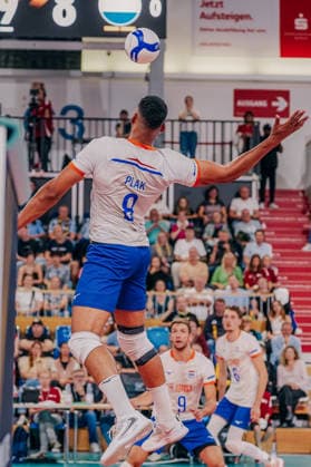 GER, Volleyball, European Championship Dress Rehearsal, Friendly Match, Germany vs. the Netherlands, September 4, 2026, Attack by No. 8, Photo by HMB Media, Etienne Schlick Copyright: HMBxMedia EtiennexSchlick