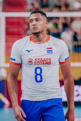 GER, Volleyball, European Championship Warm-up Match, Friendly Match, Germany vs. Netherlands, September 4, 2026, Fabian Plak 8, Netherlands, Photo: HMB Media, Etienne Schlick Copyright: HMBxMedia EtiennexSchlick