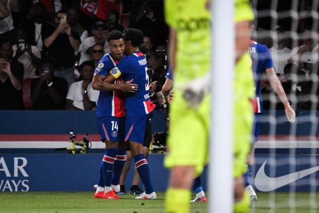 September 4, 2026, Paris, Å½Le-De-France, France: PARIS, FRANCE - SEPTEMBER 4, 2026: Paris Saint-GermainÃ¢â‚¬â ¢s forward Desire Doue celebrates scoring a goal with Paris Saint-GermainÃ¢â‚¬â ¢s defender Marquinhos during the French L1 football match between Paris Saint-Germain and AS Monaco at the Parc des Princes stadium in Paris on September 4, 2026. Ligue 1 PSG Vs AS Monaco  - ZUMAq101 20260904_zna_q101_197 Copyright: xFirasxAbdullahx