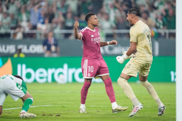September 4, 2026, Sevilla, Sevilla, Spain: Kylian Mbappe of Real Madrid CF reacts after failing to convert a penalty kick during the Spanish league, LaLiga EA Sports, football match played between Real Betis and Real Madrid at La Cartuja stadium on September 4, 2026, in Sevilla, Spain. Real Betis V Real Madrid - LaLiga EA Sports  - ZUMAa181 20260904_zaa_a181_181 Copyright: xJoaquinxCorcherox
