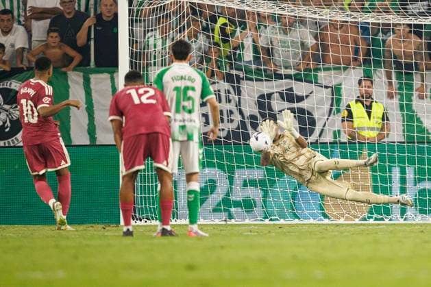 September 4, 2026, Seville, Spain: Alvaro Valles (Real Betis Balompie) (r) seen in action defending penalty from Kylian Mbappe Lotin (Real Madrid) (l) during LaLiga EA SPORTS 2026 2027 game between teams of Real Betis Balompie and Real Madrid.Final Score: Real Betis Balompie 1-0 Real Madrid Seville Spain - ZUMAs197 20260904_aaa_s197_374 Copyright: xMaciejxRogowskix