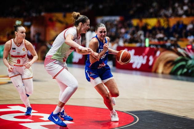 FIBA Women’s Basketball World Cup 2026: Hungary vs. France, September 4, 2026; Pauline Astier (France), 98, vs. Vir¡g Tak¡cs Kiss (Hungary), 2; Basketball; FIBA Women’s Basketball World Cup 2026; Group Stage; Group B; Matchday 1: Hungary vs. France on September 4, 2026, at the Uber Arena, Berlin Copyright: xBEAUTIFULxSPORTS Tonhäuserx