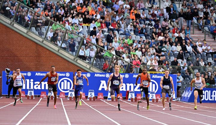 50th Memorial Van Damme Diamond League BRUSSELS, BELGIUM - SEPTEMBER 04: South African Paralympic athlete Puseletso Michael Mabote (3rd R) competes in the men s 100-meter during the 50th Memorial Van Damme athletics event at the King Baudouin Stadium in Brussels, Belgium, on September 04, 2026. Dursun Aydemir Anadolu Brussels Belgium. Editorial use only. Please get in touch for any other usage.  Copyright: x2026xAnadoluxDursunxAydemirx