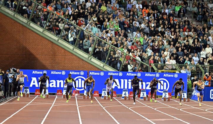 50th Memorial Van Damme Diamond League BRUSSELS, BELGIUM - SEPTEMBER 04: Jamaican sprinter Oblique Seville (5th R) competes in the men s 100-meter during the 50th Memorial Van Damme athletics event at the King Baudouin Stadium in Brussels, Belgium, on September 04, 2026. Dursun Aydemir Anadolu Brussels Belgium. Editorial use only. Please get in touch for any other usage.  Copyright: x2026xAnadoluxDursunxAydemirx