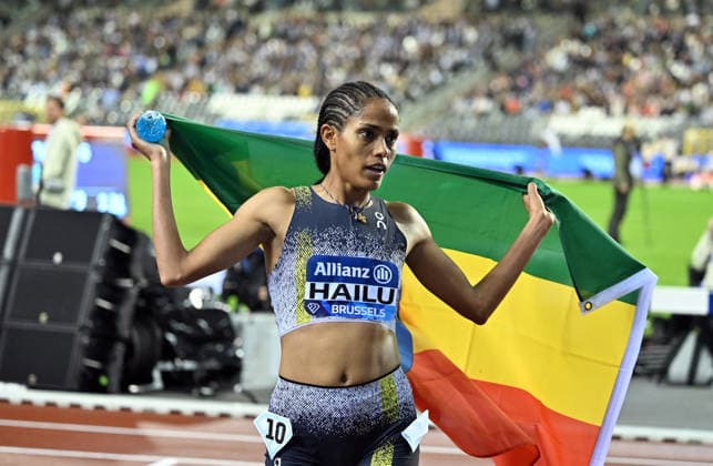 50th Memorial Van Damme Diamond League BRUSSELS, BELGIUM - SEPTEMBER 04: Ethiopian runner Freweyni Hailu celebrates after winning the women s 5,000-meter during the 50th Memorial Van Damme athletics event at the King Baudouin Stadium in Brussels, Belgium, on September 04, 2026. Dursun Aydemir Anadolu Brussels Belgium. Editorial use only. Please get in touch for any other usage.  Copyright: x2026xAnadoluxDursunxAydemirx