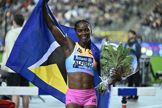 50th Memorial Van Damme Diamond League BRUSSELS, BELGIUM - SEPTEMBER 04: St. Lucienne athlete Julien Alfred celebrates after winning the women s 200-meter during the 50th Memorial Van Damme athletics event at the King Baudouin Stadium in Brussels, Belgium, on September 04, 2026. Dursun Aydemir Anadolu Brussels Belgium. Editorial use only. Please get in touch for any other usage.  Copyright: x2026xAnadoluxDursunxAydemirx