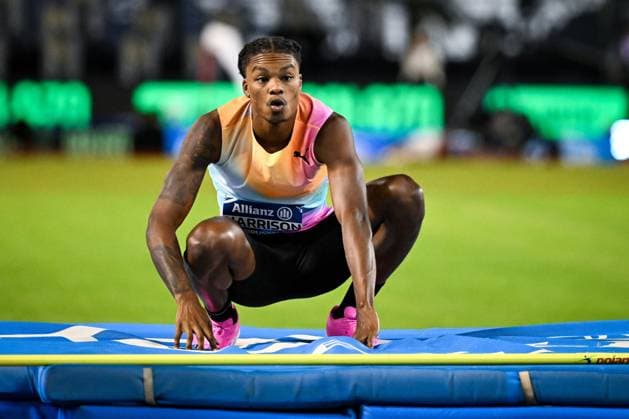 US JuVaughn Harrison reacts during the high jump competition for men at the 50th edition of the Memorial Van Damme Diamond League athletics event in Brussels, Friday 4 September 2026. ELIASxROM  x185285253x