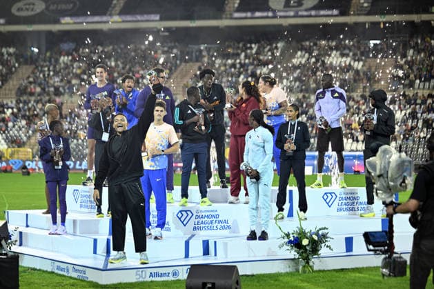 50th Memorial Van Damme Diamond League BRUSSELS, BELGIUM - SEPTEMBER 04: Victorious athletes pose with their Diamond League trophies during a photo session at the 50th Memorial Van Damme athletics event at the King Baudouin Stadium in Brussels, Belgium, on September 04, 2026. Dursun Aydemir Anadolu Brussels Belgium. Editorial use only. Please get in touch for any other usage.  Copyright: x2026xAnadoluxDursunxAydemirx