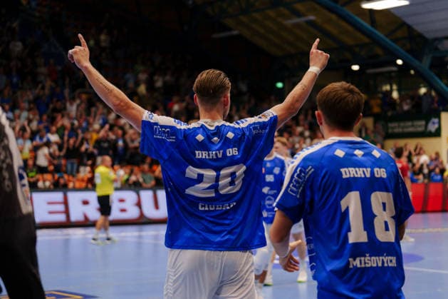 Handball Bundesliga 2, Matchday 2: Dessau Roßlauer HV 06 vs. Die Eulen Ludwigshafen vs. Leon Ciudad Benitez. Dessau Roßlauer HV 06, 20 celebrates after the victory on September 4, 2026, at the Anhalt Arena, Dessau-Roßlau, Saxony-Anhalt, Dessau-Roßlau, Anhalt Arena, Saxony-Anhalt, Germany