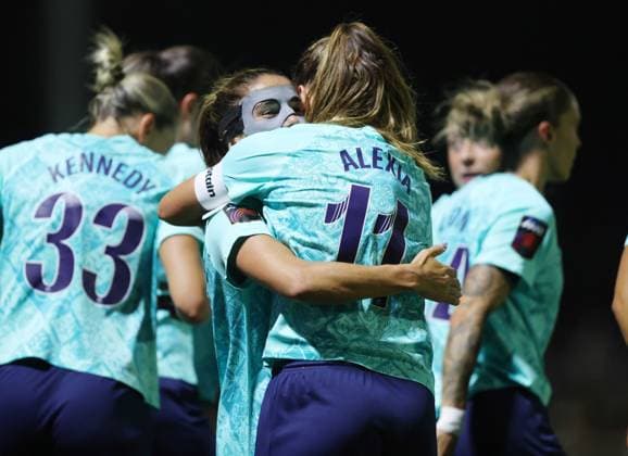 Women s Super League - London City Lionesses v Manchester United, ManU Women LONDON, ENGLAND, SEPTEMBER 4: GOAL 2-0, Danielle van de Donk of London City Lionesses goal celebration with Alexia Putellas of London City Lionesses during the Women s Super League match between London City Lionesses v Manchester United Women at Copperjax Community Stadium, London, England, on September 4. (Photo by Daniel Weir) London Copperjax Community Stadium England Copyright: xDanielxWeir SportsxPressxPhotox Sportspressphoto_SPR223123