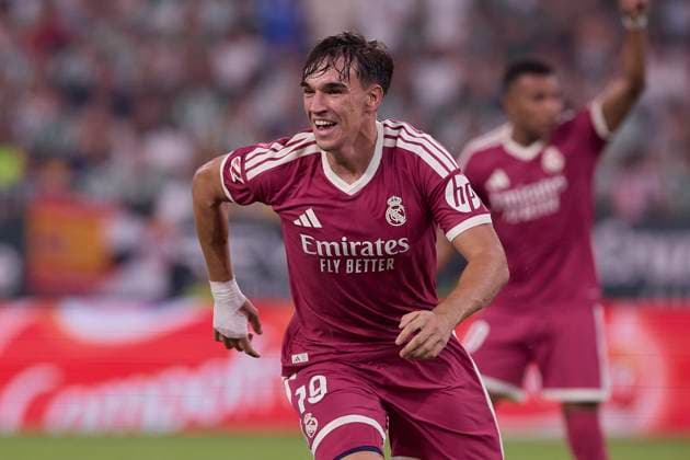 September 4, 2026, Seville, Spain: Carlos Espi (Real Madrid CF) celebrates a goal which was later disallowed for offside during the LaLiga EA SPORTS 2026 2027 match between Real Betis Balompie and Real Madrid CF.Final score: Real Betis Balompie 1-0 Real Madrid CF Seville Spain - ZUMAs197 20260904_aaa_s197_479 Copyright: xFedericoxTitonex