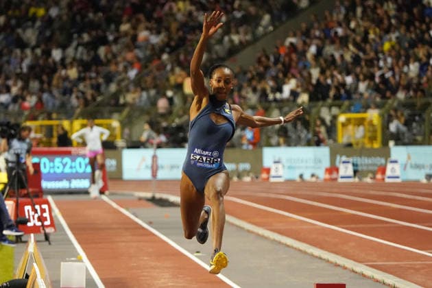 Brussel, Leichtathletik, athletics, Wanda Diamond League Final Brussels 2026 Allianz Memorial van Damme 04-05.09.2026, Boudewijnstadion, Brussel, triple jump, saly saar, senegal *** Brussels, track and field, athletics, Wanda Diamond League Final Brussels 2026 Allianz Memorial van Damme May 4, 5, and 9, 2026, Boudewijn Stadium, Brussels, triple jump, Saly Saar, Senegal