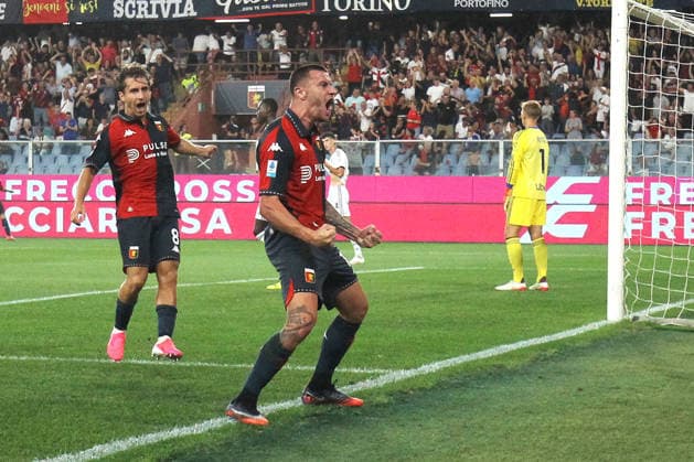 MILUTIN OSMAJIC, TOMMASO BALDANZI, Genoa, Serie A, 2026-27, Genoa vs Como 1-4, 04-09-2026, Esultanza, Celebration, Jubel SERIE A 2026-27 GENOA-COMO 1-4