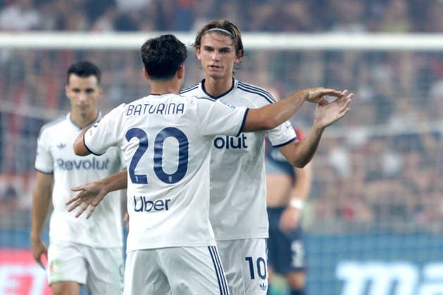 NICOLAS NICO PAZ MARTINEZ, MARTIN BATURINA, Como, Serie A, 2026-27, Genoa vs Como 1-4, 04-09-2026, Esultanza, Celebration, Jubel SERIE A 2026-27 GENOA-COMO 1-4