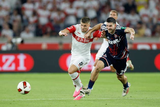 v.l.n.r.: Ermedin Demirovic (VfB Stuttgart) und Luka Lochoshvili (1. FC Köln), im Bundesliga-Spiel zwischen dem VfB Stuttgart und dem 1. FC Köln in der MHP Arena, Stuttgart, Deutschland, am 4. September 2026. in action during the Bundesliga match between VfB Stuttgart and 1. FC Köln at the MHP Arena, Stuttgart, Germany, on September 4, 2026. DFB DFL REGULATIONS PROHIBIT ANY USE OF PHOTOGRAPHS AS IMAGE SEQUENCES AND OR QUASI-VIDEO, *** From left to right: Ermedin Demirovic of VfB Stuttgart and Luka Lochoshvili of 1 FC Köln, during the Bundesliga match between VfB Stuttgart and 1 FC Köln at the MHP Arena, Stuttgart, Germany, on September 4, 2026, in action during the Bundesliga match between VfB Stuttgart and 1 FC Köln at the MHP Arena, Stuttgart, Germany, on September 4, 2026. DFB and DFL regulations prohibit any use of photographs as image sequences and or quasi-video, Copyright: HMBxMedia xHeikoxBecker