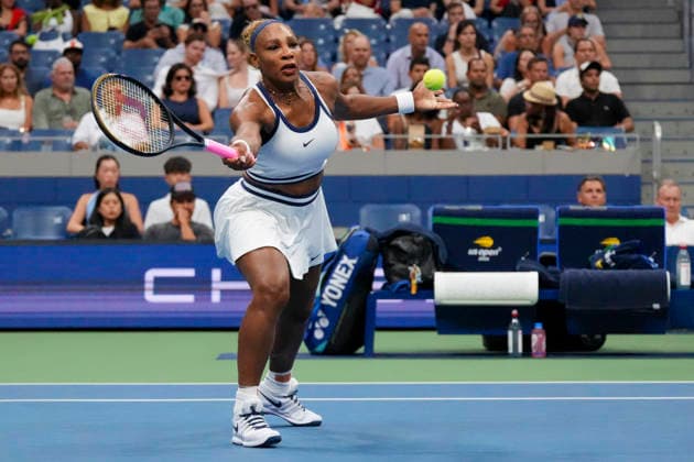 Serena Williams of the United States returns a ball against Maya Joint of Australia and Chan Hao-ching of China in a first-round women s doubles match at the 2026 US Open at Arthur Ashe Stadium in New York, USA, 04 September 2026. US Open 2026: Serena and Venus Williams - Maya Joint and Chan Hao-ching !ACHTUNG: NUR REDAKTIONELLE NUTZUNG!  Copyright: xÁngelxColmenaresx AME4696 20260905-55021310611_1