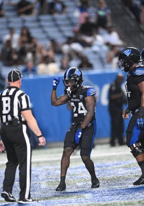 ATLANTA, GA - September 04: Georgia State Panthers RB Qwantavius Wiggins does a celebration dance after scoring during game between the North Carolina A&T Aggies and the Georgia State Panthers on September 4, 2026 at Center Parc Credit Union Stadium in Atlanta, GA. (Photo by John Rivera Icon Sportswire) COLLEGE FOOTBALL: SEP 04 NC A&T at Georgia State EDITORIAL USE ONLY Icon426260904015