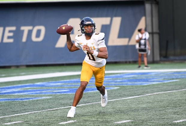 ATLANTA, GA - September 04: North Carolina A&T Aggies QB Kevin White Jr. (0) throws a pass during game between the North Carolina A&T Aggies and the Georgia State Panthers on September 4, 2026 at Center Parc Credit Union Stadium in Atlanta, GA. (Photo by John Rivera Icon Sportswire) COLLEGE FOOTBALL: SEP 04 NC A&T at Georgia State EDITORIAL USE ONLY Icon426260904020