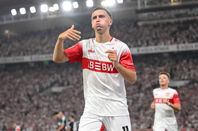 Bilal El Khannouss (VfB Stuttgart) Torjubel, jubelt nach seinem treffer zum 1:0 waehrend des spiels der 1. Bundesliga zwischen VfB Stuttgart und 1. FC Koeln, MHPArena am 04. September 2026 in Stuttgart, Deutschland. (Foto von Harry Langer DeFodi Images) +++ Bilal El Khannouss (VfB Stuttgart) celebrates after scoring his team s first goal during the Bundesliga match between VfB Stuttgart and 1. FC Koeln at MHPArena on September 4, 2026 in Stuttgart, Germany. (Photo by Harry Langer DeFodi Images) DFB DFL REGULATIONS PROHIBIT ANY USE OF PHOTOGRAPHS AS IMAGE SEQUENCES AND OR QUASI-VIDEO. (Photo by Harry Langer DeFodi Images) DFB DFL REGULATIONS PROHIBIT ANY USE OF PHOTOGRAPHS AS IMAGE SEQUENCES AND OR QUASI-VIDEO. - *** Bilal El Khannouss of VfB Stuttgart celebrates after scoring his team’s first goal, making the score 1–0, during the Bundesliga match between VfB Stuttgart and 1. FC Köln, at the MHP Arena on September 4, 2026, in Stuttgart, Germany. Photo by Harry Langer, DeFodi Images. Bilal El Khannouss of VfB Stuttgart celebrates after scoring his team’s first goal during the Bundesliga match between VfB Stuttgart and 1. FC Köln at the MHP Arena on September 4, 2026 in Stuttgart, Germany. Photo by Harry Langer, DeFodi Images. DFB and DFL regulations prohibit any use of photographs as image sequences and or quasi-video. Photo by Harry Langer, DeFodi Images. DFB and DFL regulations prohibit any use of photographs as imSEQUENCES AND OR QUASI-VIDEO