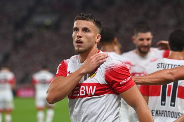 Torjubel Ermedin DEMIROVIC (VFB Stuttgart) nach Tor zum 3-0, Jubel,Freude,Begeisterung,Aktion, Fussball 1. Bundesliga Saison 2026 2027, 2.Spieltag, Spieltag02, VfB Stuttgart - 1.FC Koeln 4-1 am 04.09.2026 , MHP ARENA *** Goal celebration: Ermedin DEMIROVIC of VFB Stuttgart after scoring the 3-0 goal; celebration, joy, excitement, action, soccer, Bundesliga 1, 2026–2027 season, Matchday 2, Matchday 02, VfB Stuttgart 1–4 FC Cologne on September 4, 2026, MHP ARENA