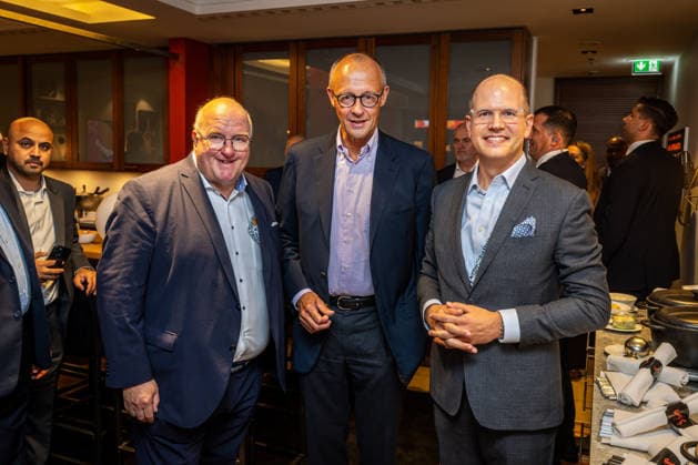 Basketball Berlin, September 4, 2026 FIBA Women’s Basketball World Cup Germany 2026 Preliminary Round Group Spain (ESP) vs. Germany (GER) Federal Chancellor Friedrich Merz in attendance; Ingo Weiss (left), Andreas Zagklis (FIBA) (right)
