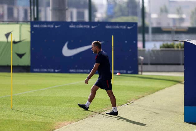September 5, 2026, Sant Joan Despi, Barcelona, Spain: Hansi Flick, head coach during the training day of FC Barcelona, Barca ahead the Spanish League, Laliga EA Sports, football match against Valencia CF at Ciudad Esportiva Joan Gamper on September 05, 2026 in Sant Joan Despi, Barcelona, Spain. FC Barcelona Training And press conference, PK, Pressekonferenz - LaLiga EA Sports - ZUMAa181 20260905_zaa_a181_010 Copyright: xJavierxBorregox
