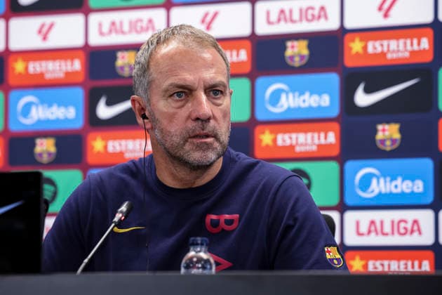 Sport Bilder des Tages September 5, 2026, Sant Joan Despi, Barcelona, Spain: Hansi Flick, head coach of FC Barcelona, Barca attends his press conference, PK, Pressekonferenz during the training day of FC Barcelona ahead the Spanish League, LaLiga EA Sports, football match against Valencia CF at Ciudad Esportiva Joan Gamper on September 05, 2026 in Sant Joan Despi, Barcelona, Spain. Sant Joan Despi Spain - ZUMAa181 20260905_zaa_a181_031 Copyright: xJavierxBorregox