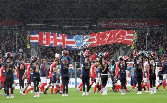 Choreo der Kiweler Fans Fussball, Herren, Saison 2026 2027, 2.BL, Holstein Stadion, Holstein Kiel gegen 1.FC Nuernberg DFL REGULATIONS PROHIBIT ANY USE OF PHOTOGRAPHS AS IMAGE SEQUENCES AND OR QUASI-VIDEO. *** Choreography by the Kiwel fans: Soccer, Men s, 2026–2027 season, 2. Bundesliga, Holstein Stadium, Holstein Kiel vs. 1. FC Nuremberg. DFL regulations prohibit any use of photographs as image sequences and or quasi-video.