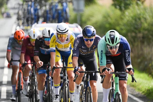 2026 Lloyds Tour of Britain Men Picture by Zac Williams SWpix.com - 05 09 2026 - Cycling - UCI ProSeries - 2026 Lloyds Tour of Britain Men - Stage 4: Helmsley to Leyburn (165.8km) - Cees Bol (Decathlon CMA CGM Team), Xandro Meurisse (Pinarello-Q36.5 Pro Cycling Team), Ian Lopez De San Roman (Modern Adventure Cycling Team), Ben Swift (Netcompany INEOS), Brem Deman (Team Flanders - Baloise), Boas Lysgaard (BHS-PL Beton Bornholm), the breakaway Cycling Copyright: x xSWpix.comx(t axPhotographyxHubxLtd)xZacxWilliams SWpix.comx SWP-3030-22403