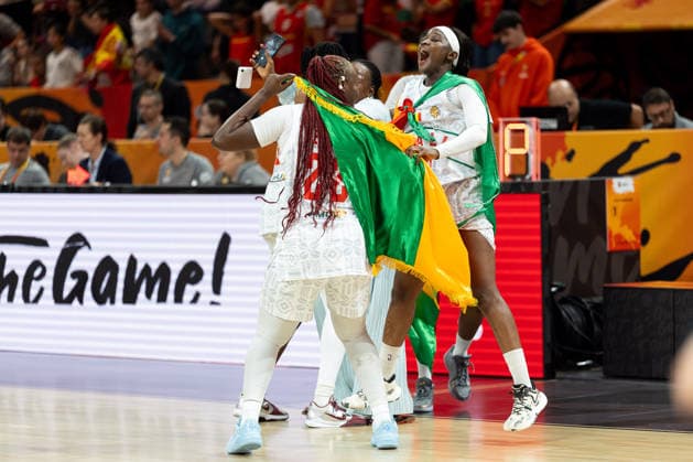 Kamite Elisabeth Dabou of Mali, 22, celebrates after the game ends, Djeneba N. Diaye of Mali, 50, GER, Mali vs. Spain, basketball, 2026 FIBA Women’s World Cup, group stage, Matchday 2, September 5, 2026, GER, Mali vs. Spain, Basketball, 2026 FIBA Women’s World Cup, Group Stage, Matchday 2, September 5, 2026, Berlin Copyright: xEibner-Pressefoto MaxxVincenx EP_MVN