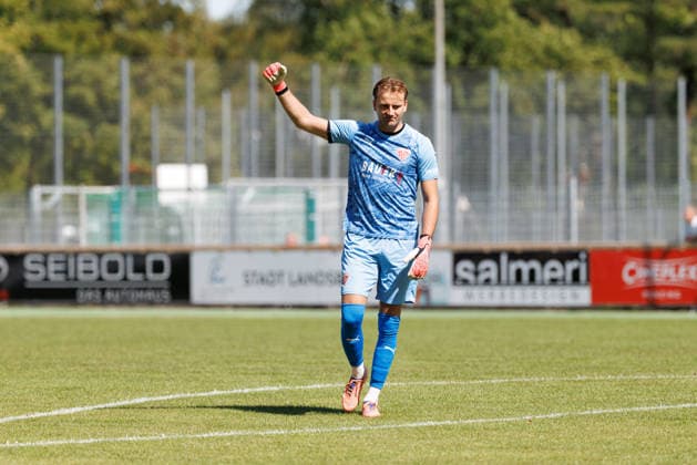 Ludwig Zech 1, TSV Buchbach: Goal making the score 0–1 in the match between TSV Landsberg and TSV Buchbach, Soccer, Men s, Bavarian Regional League, 2026–2027, Matchday 7 on September 5, 2026, in Landsberg am Lech, Sportpark, Bavaria, Germany