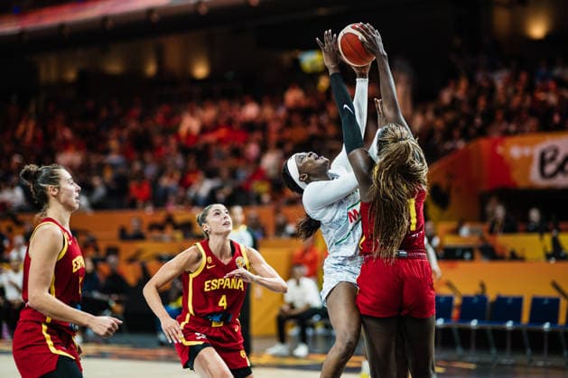 2026 FIBA Women’s Basketball World Cup: Mali vs. Spain, September 5, 2026; Alima Dembele (Mali), 12, vs. Awa Fam (Spain), 11; Basketball, FIBA Women’s Basketball World Cup 2026, Group Stage, Group A, Matchday 2: Mali vs. Spain on September 5, 2026, at the Max Schmeling Halle, Berlin Copyright: xBEAUTIFULxSPORTS Tonhäuserx
