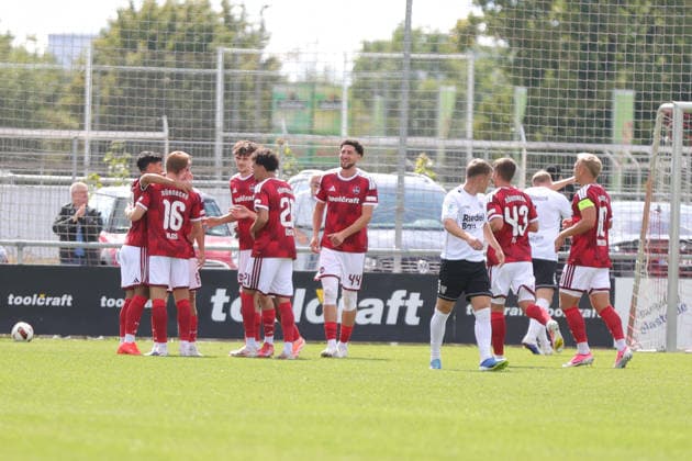 September 5, 2026, Soccer, Men s, 2026–2027 season, Bavarian Regional League, Matchday 7: 1. FC Nürnberg II vs. FC Schweinfurt 05 1. FC Nürnberg II celebrates the 2–1 victory at Max-Morlock-Platz in Sportpark V, Bavaria, Germany